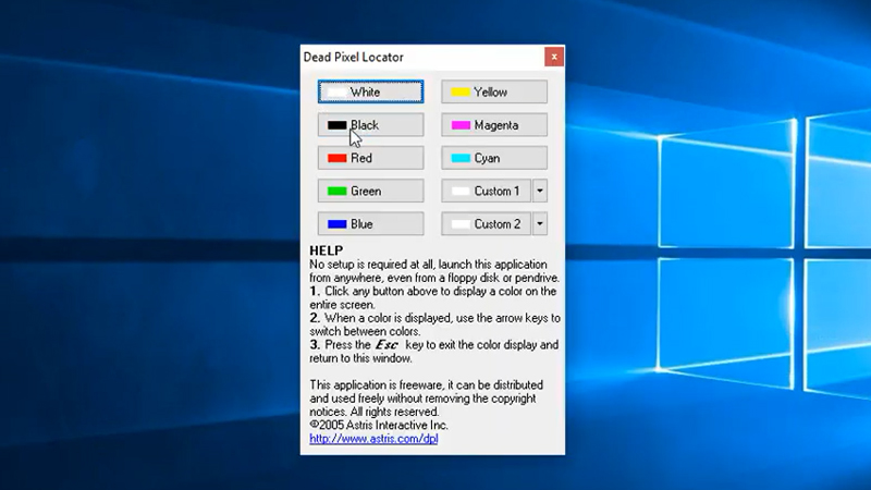 Mở phần mềm Dead Pixel Locator